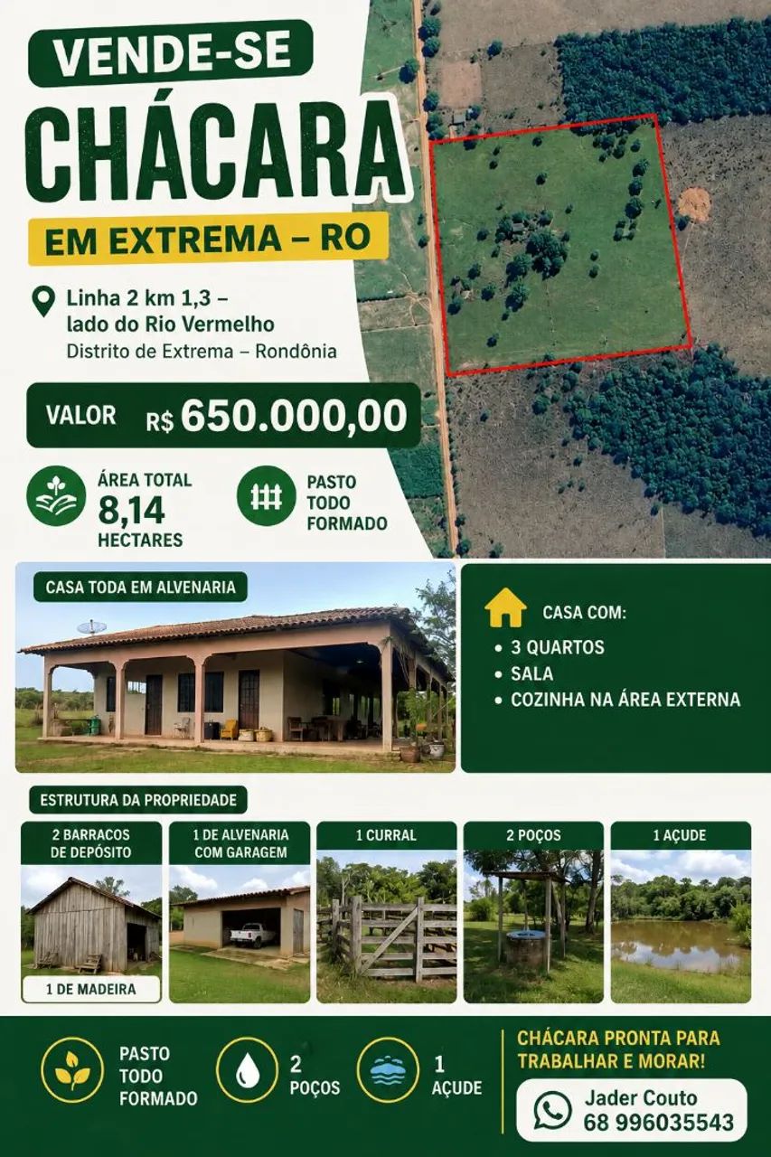 Vendo Chacara em extrema Rondônia 