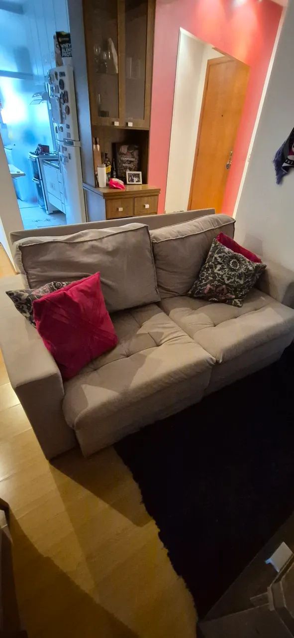 Sofá 2 lugares Suede Bege Mobly