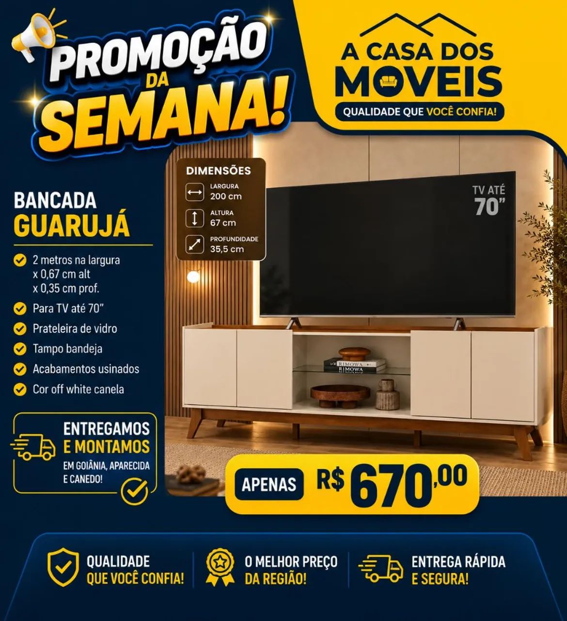 Bancada Guarujá Tv 70 polegadas 