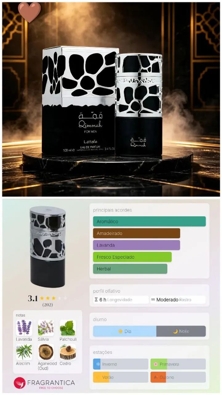 Perfume masculino Árabe QIMMAH LATTAFA 