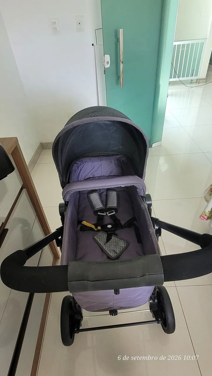 Carrinho de bebê Olympus com bebê conforto e base Galzerano - Foto 4