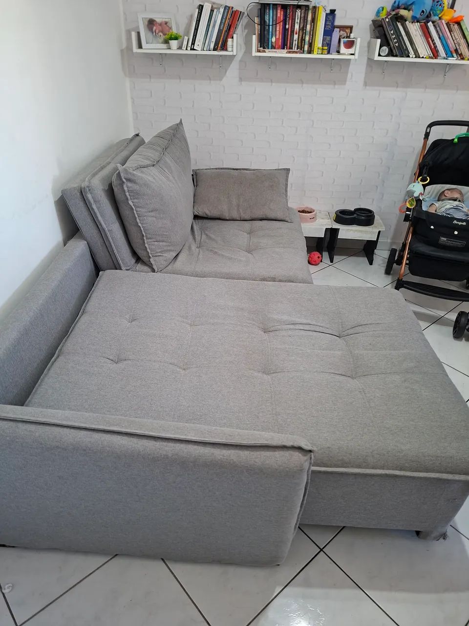 Sofá sem caixa retrátil 2 m e 30 cinza - Foto 4