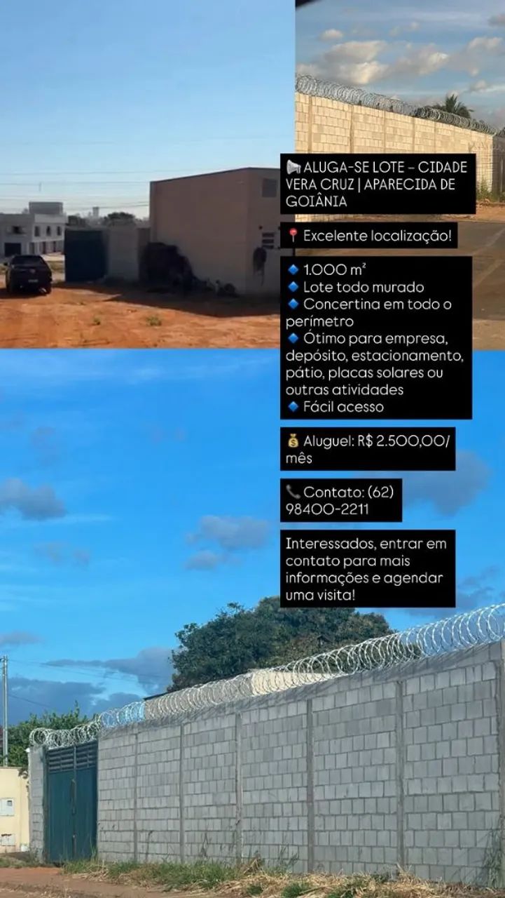 Aluga-se lote murado 1.000 metros 