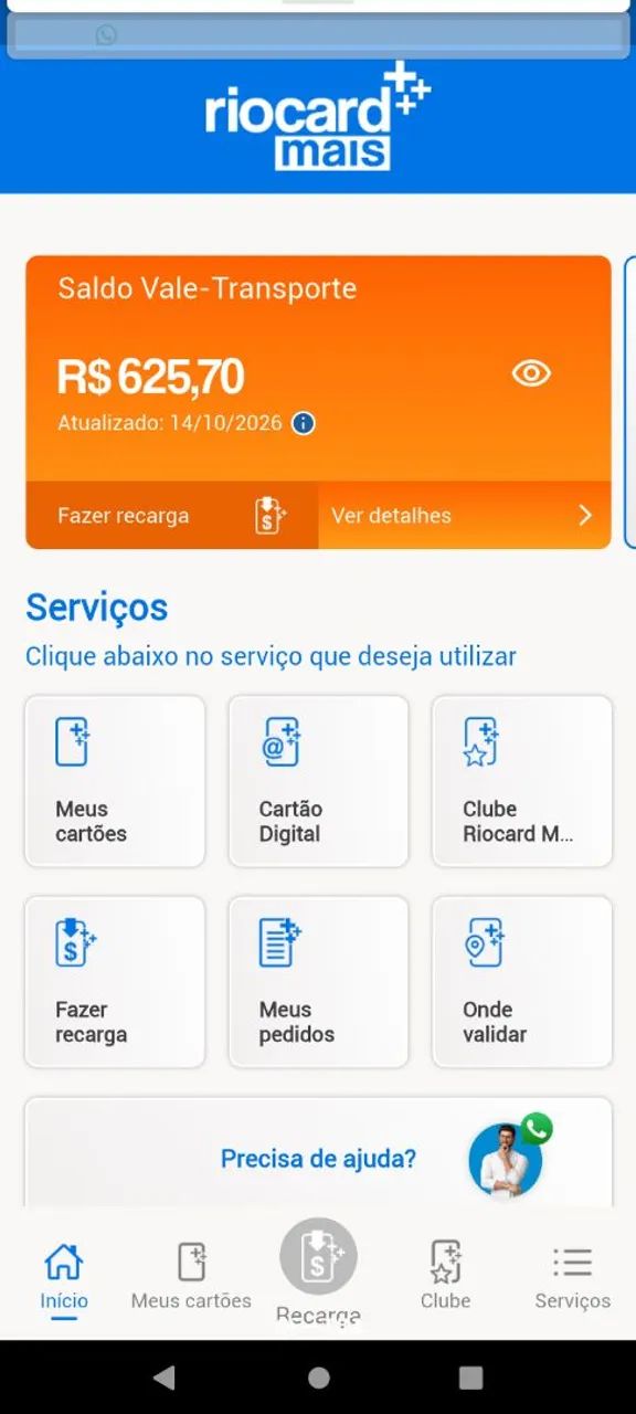 Cartão , sua passagem em dia 