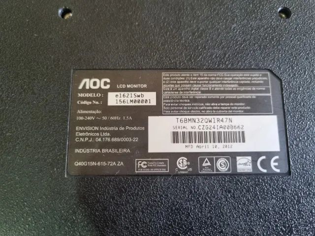 01- MONITOR LED AOC USADO DE 16 POLEGADAS - Foto 5