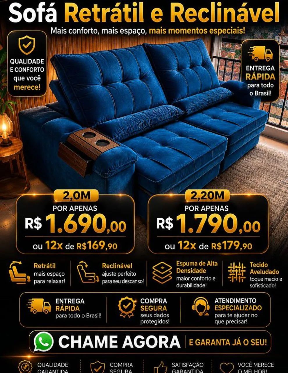 Sofá retrátil Lançamento, Mega PROMOÇÃO 
