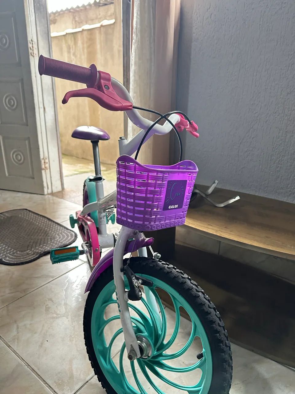 Bicicleta Infantil Aro 16" Caloi Ceci Branco e Rosa com Cestinha Freio V-Brake - Foto 3
