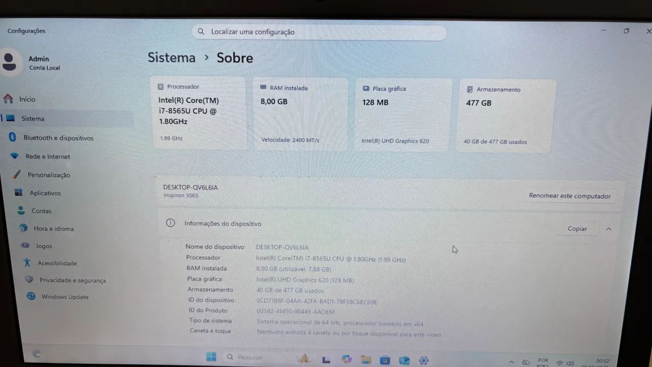 Notebook Dell i7 8gb SSD - Foto 4