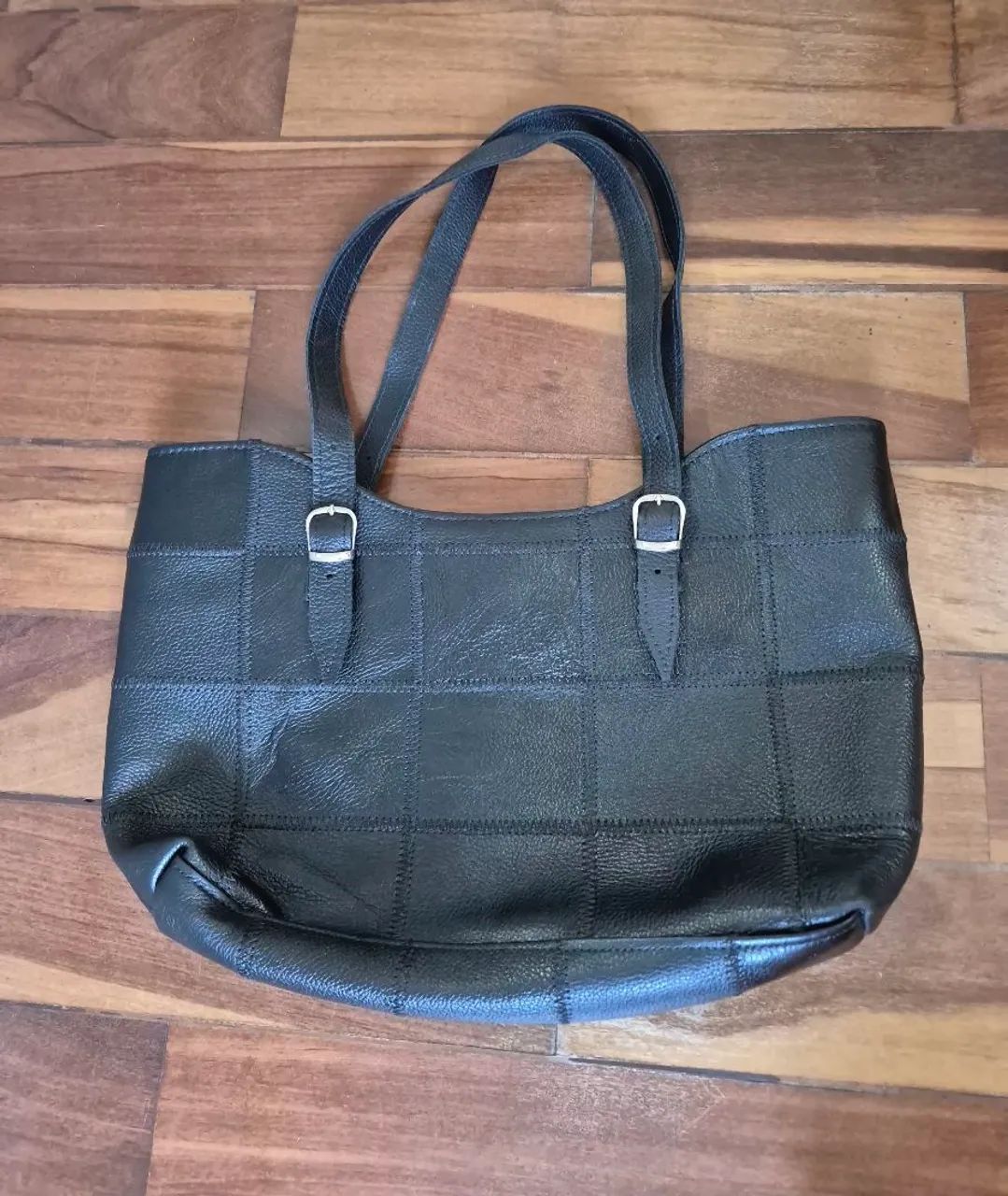Bolsa de Ombro em Couro Legítimo Preta  - Foto 4