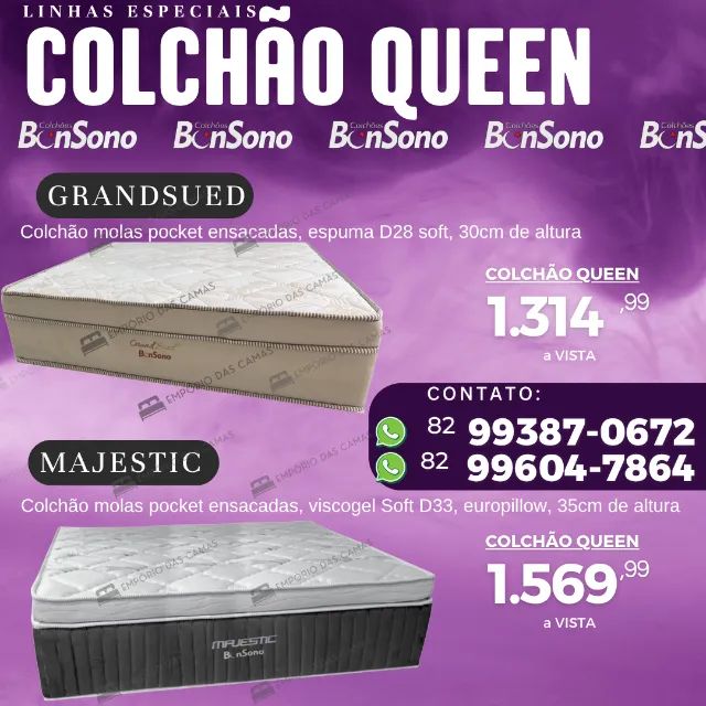 Colchões Queen size Bonsono molas e espuma ortopédica ou D45 pronta entrega novos - Foto 2