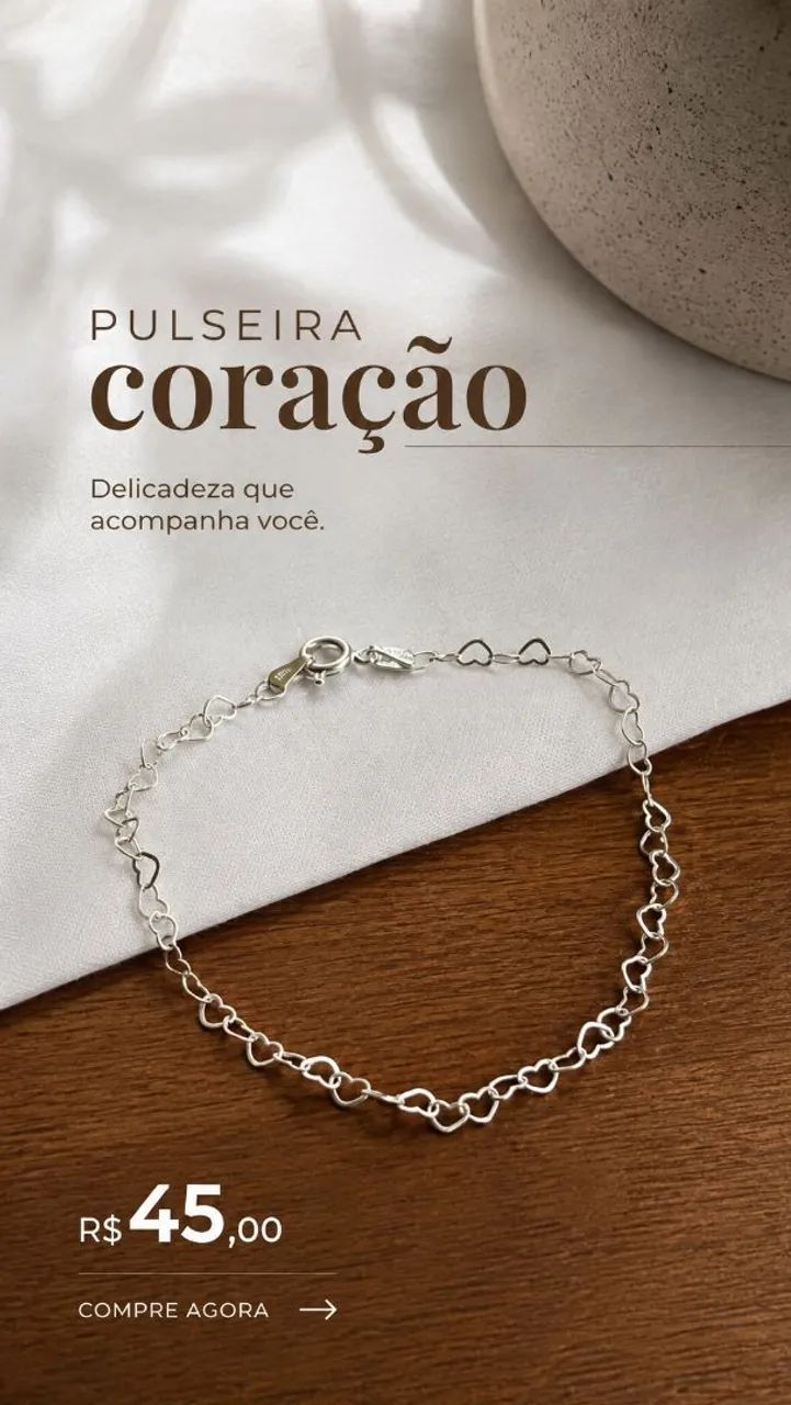 Pulseira Coração Prata 925