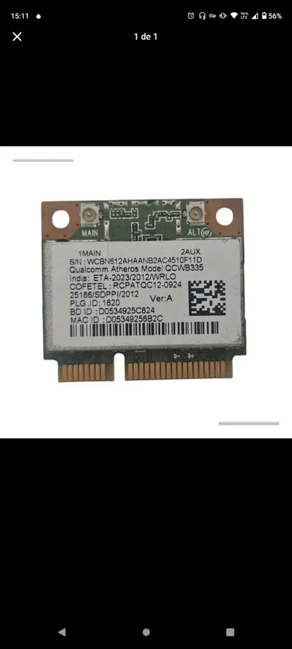 Placa de wi-fi notebook 