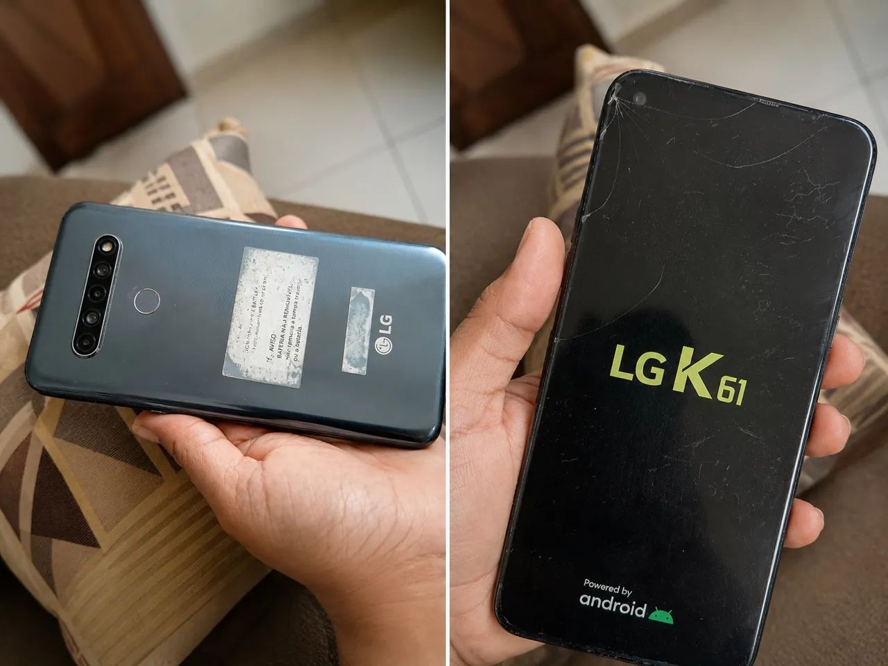 LG K 61 - tela rachada