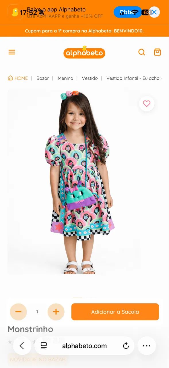 Vestido infantil da marca Alphabeto - Foto 2