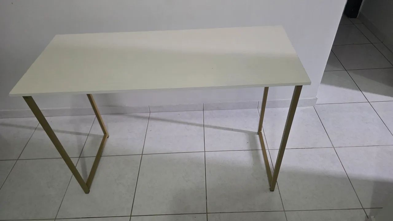Escrivaninha Industrial 110cm Dourado/Off-White - Foto 2
