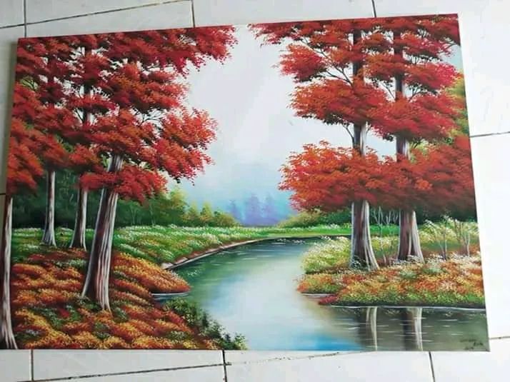 Quadros decorativos pintados há mão em tecido  - Foto 4