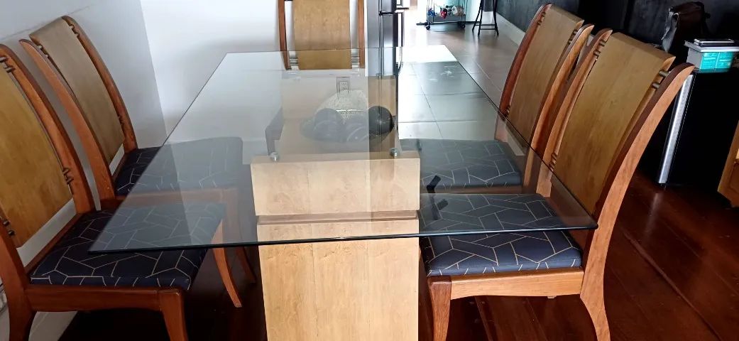 Mesa de Jantar 6 lugares Tampo de Vidro - Foto 5