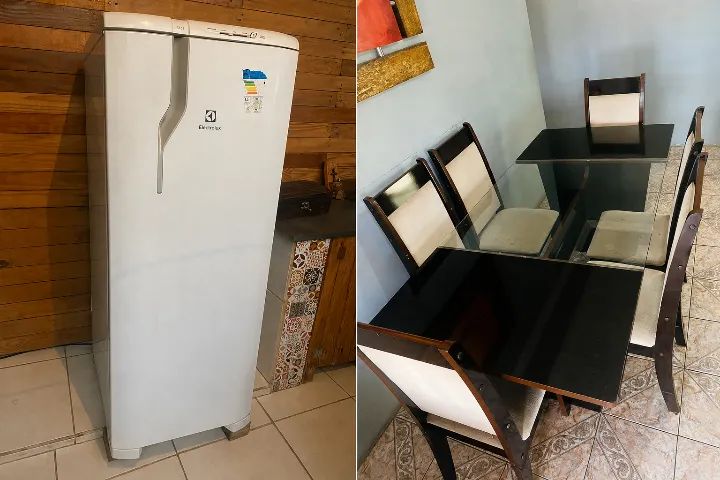 Combo mesa e geladeira 