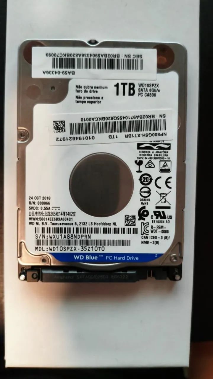 HD para notebook 1Tb Western Digital Blue