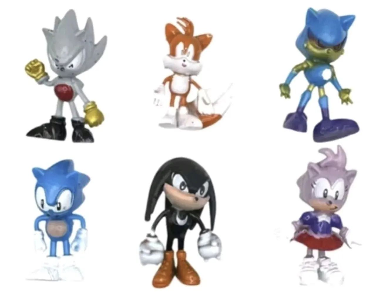 kit com 6 miniaturas do sonic de vinil com 6 cm cada 