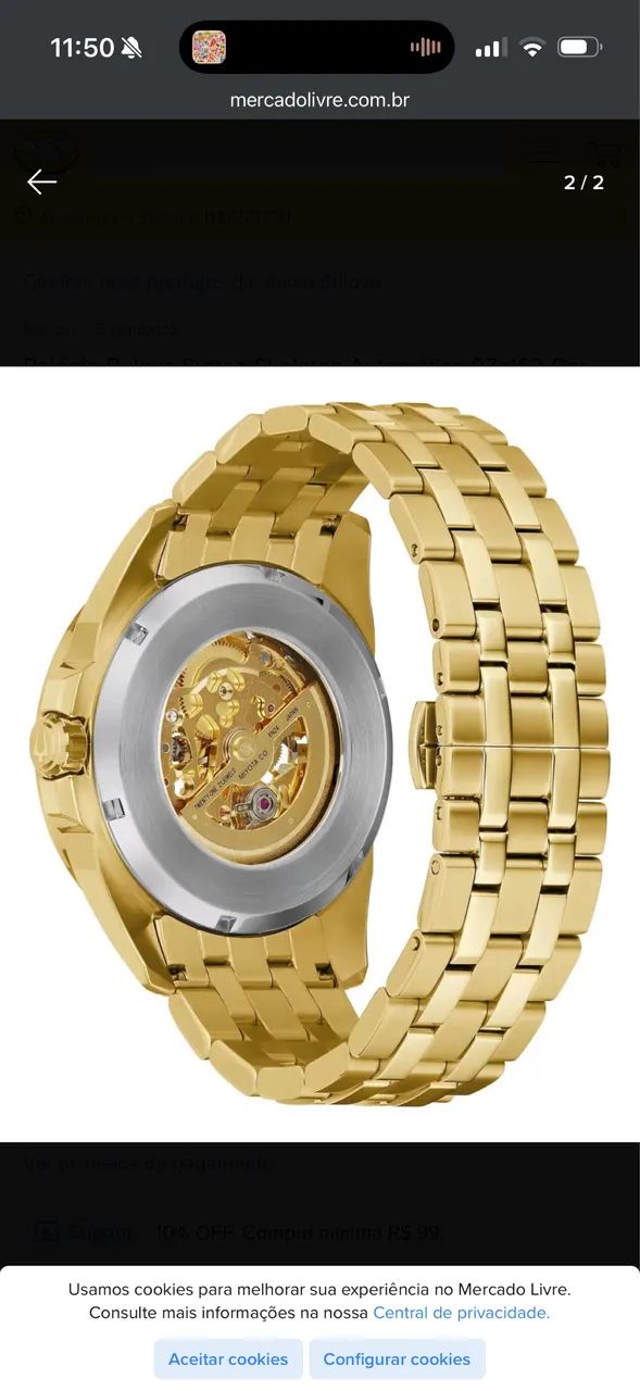 RELÓGIO BULOVA SUTTON SKELETON AUTOMATICO 97a163 - Foto 5