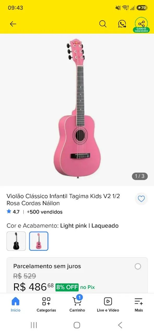 Violão tajima infantil rosa - Foto 5