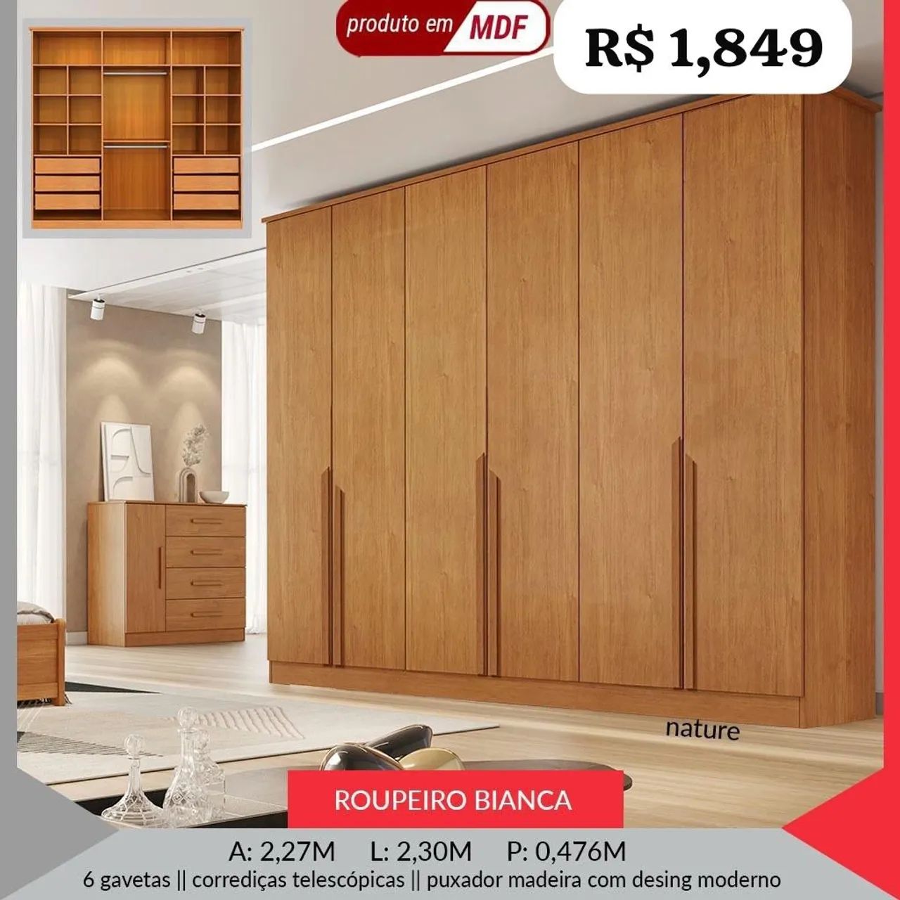 Guarda Roupa Bianca 100% MDF - Promoção  - Foto 2