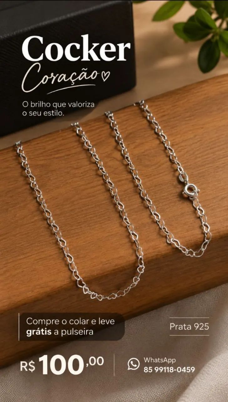 Chocker Coração Grátis Pulseira Prata 925