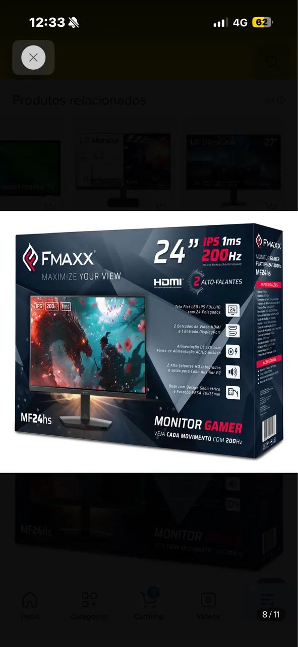 Vendo Monitor gamer 24 polegadas - Foto 5