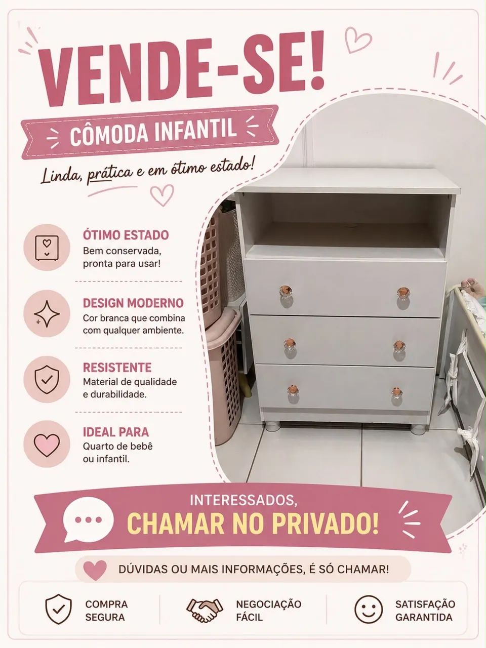 Cômoda infantil menina 