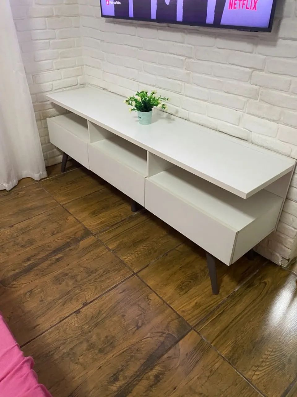 Rack para Sala Moderno Branco com Gavetas e Nichos - Foto 2