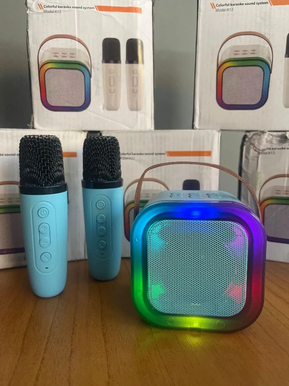 CAIXINHA DE SOM COM 2 MICROFONES BLUETOOTH/ NOVA - Foto 3