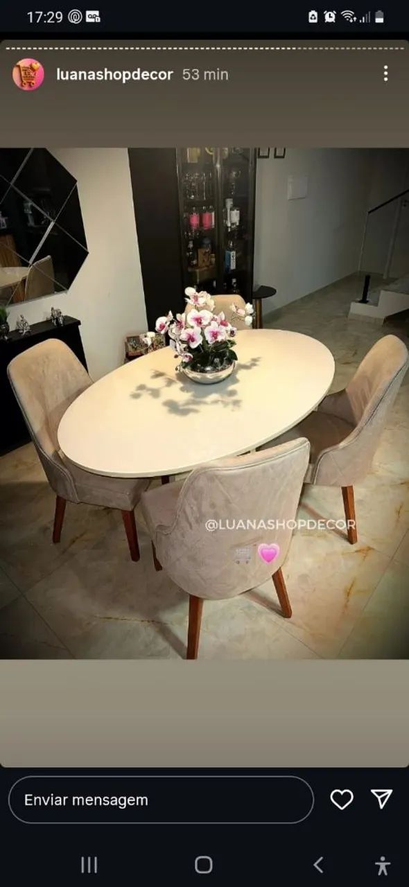 Mesa de Jantar Oval Luxo com Vidro Laqueado  - Foto 4