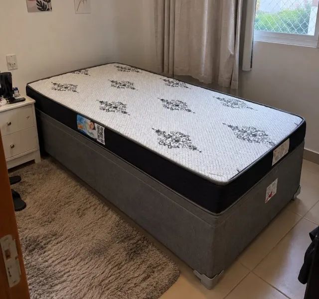 Base Baú Com Colchão Solteiro (Entrega Rápida Produto Novo)