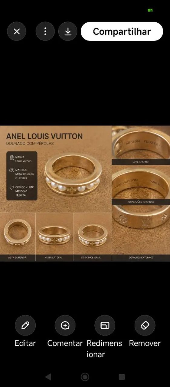 Anel louis Vuitton 