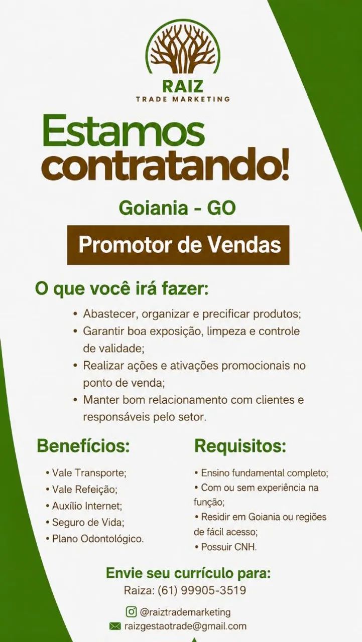 Vaga de emprego promotor 