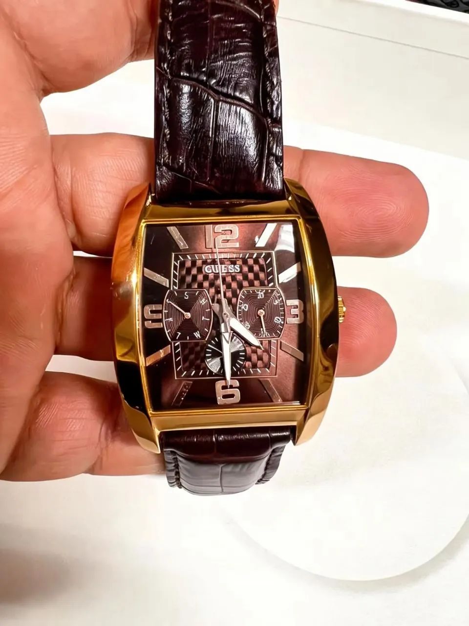 Guess Retangular Chrono Bronze