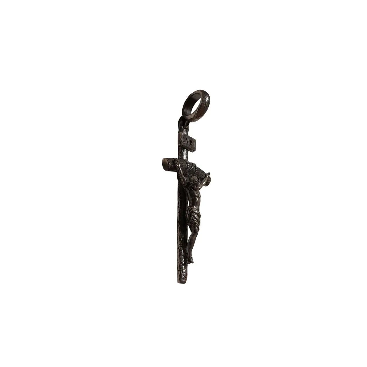 Pingente crucifixo católico em prata maciça  - Foto 2