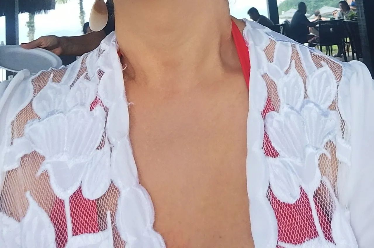 Saída de praia branca retrô robe  - Foto 3