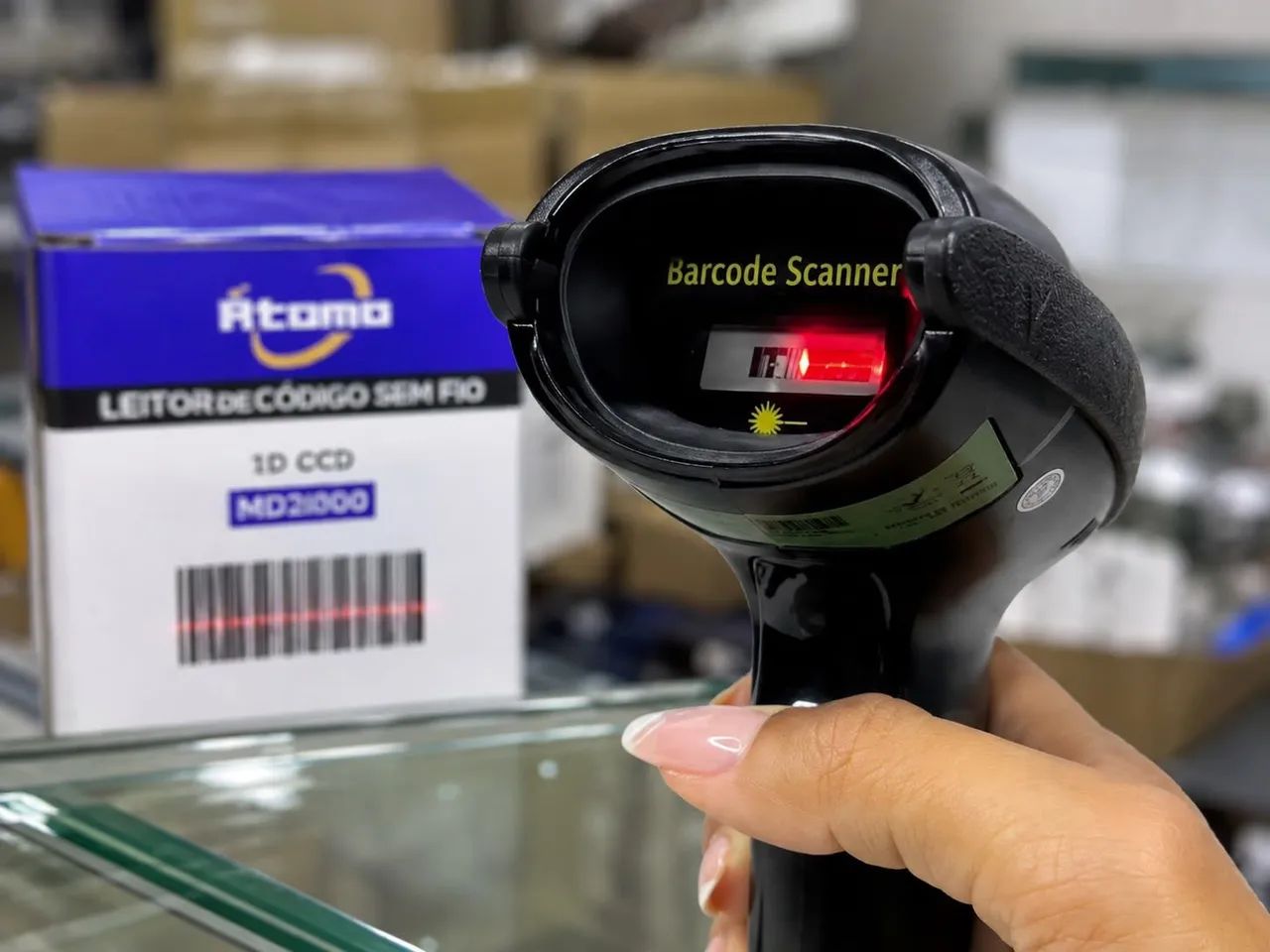 Leitor de Código de Barras Sem Fio Átomo MD2000 USB 2.4G - Foto 3