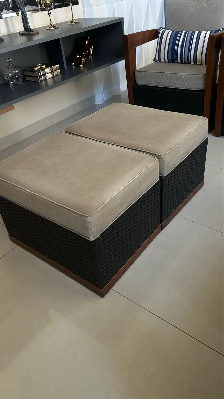 Sofá fibra e alumínio área externa com mesa e poltronas - Foto 4