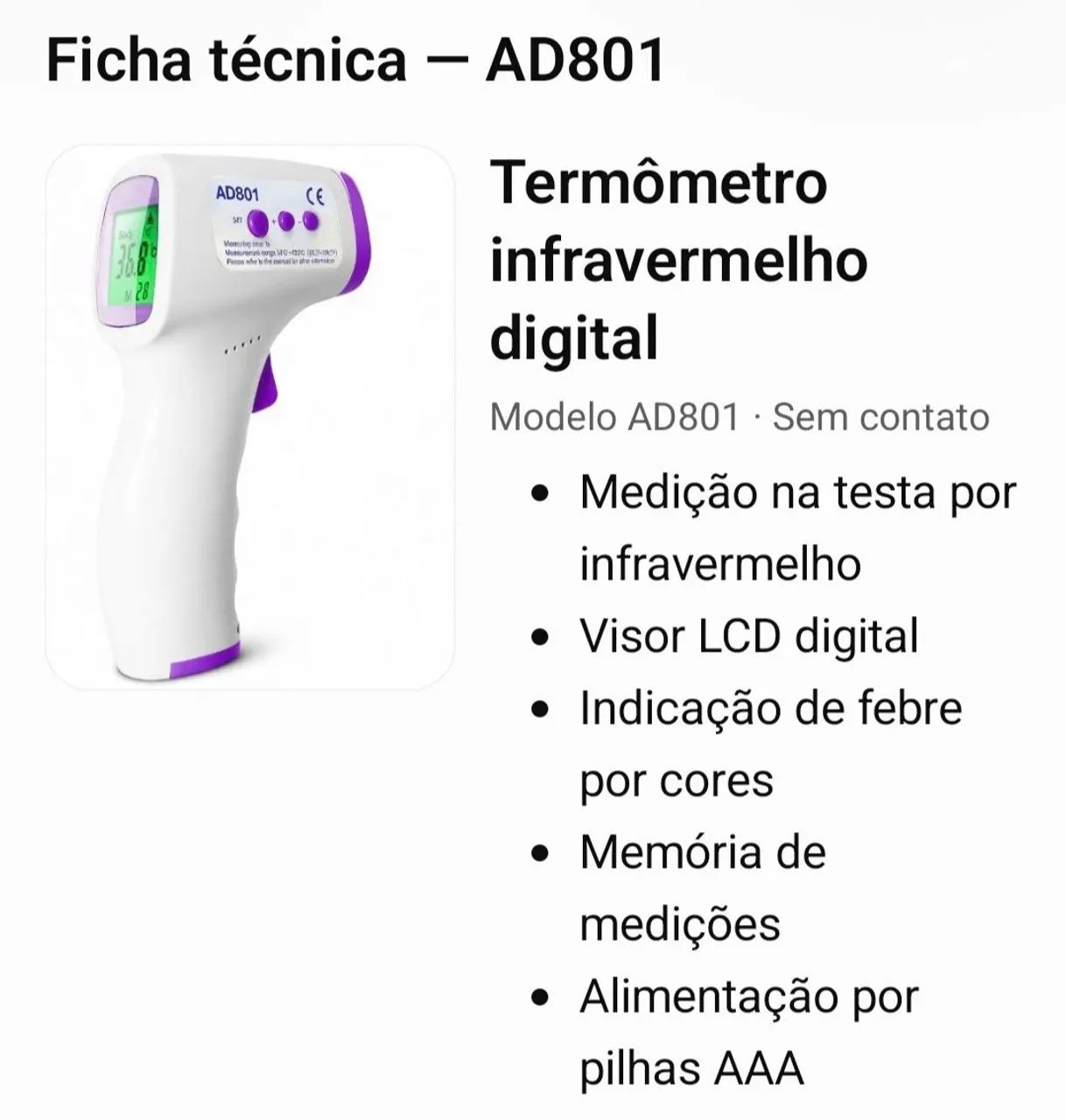 Termômetro Testa AD801 - Foto 2