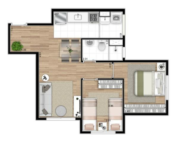 Apartamento centro SP Piso laminado + Escritura + ITBI gratuito 2 dorm - Foto 3
