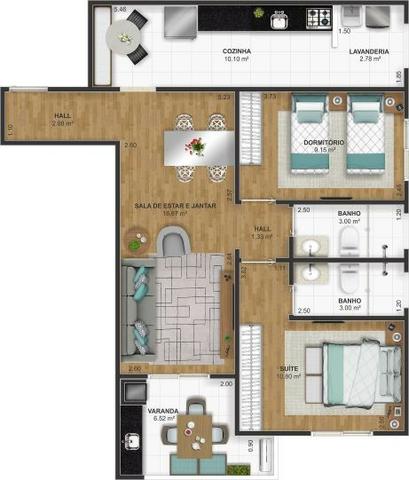 2 Dorms e 2 Vagas na Ocian | Entrada de 40Mil e Mensais de 1.780 - Foto 11