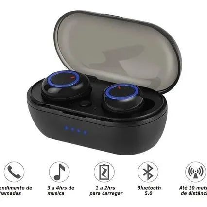Fone Bluetooth Y50 com microfone atende chamadas recarregável novo iOS Android botão touch