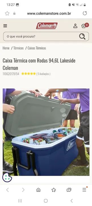 Caixa Térmica com Rodas 94,6L Lakeside Coleman , 160 latas - Foto 4