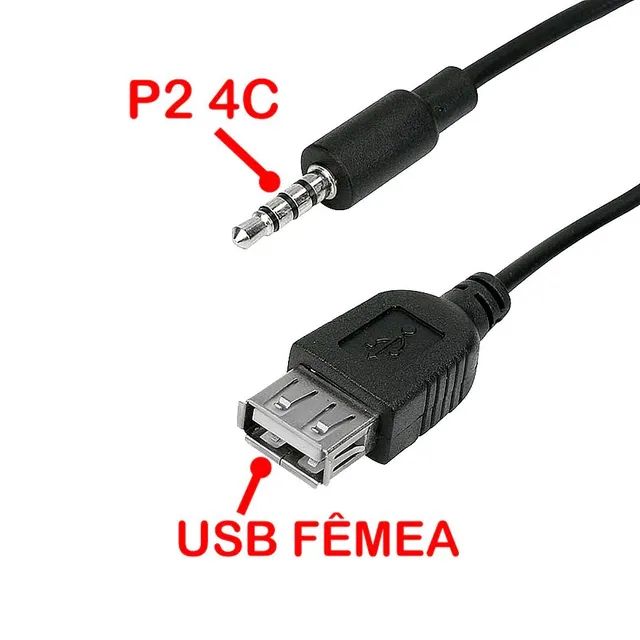 Cabo Adaptador Usb Fêmea X P2 Macho Entrada Auxiliar áudio - Foto 2