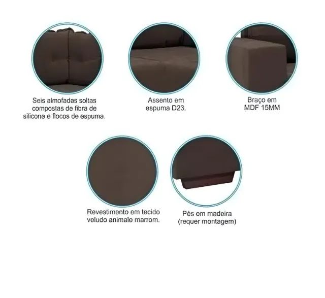 Sofá de canto marrom Gett moveis - Foto 3