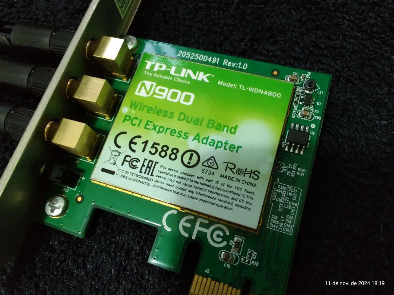 Placa Wi-fi PCI-E TP-Link TL-WDN4800 N900 Dual Band 2.4GHz e 5GHz 450Mbps com 3 Antenas - Foto 2