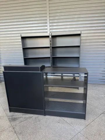 Balcão caixa + Vitrine + Prateleira kit completo MDF